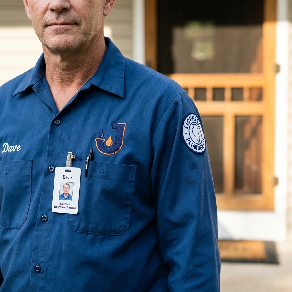 Licensed plumber showing ID badge in Marysville, PA