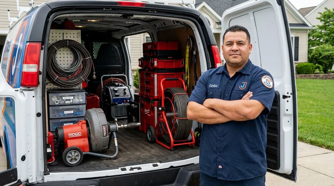 Professional drain cleaning equipment and Johns Plumbing LLC plumber in Marysville