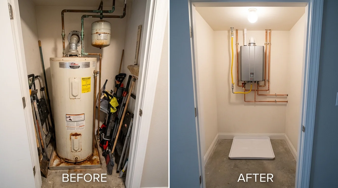 Tank water heater versus wall-mounted tankless unit comparison for Marysville, PA homeowners